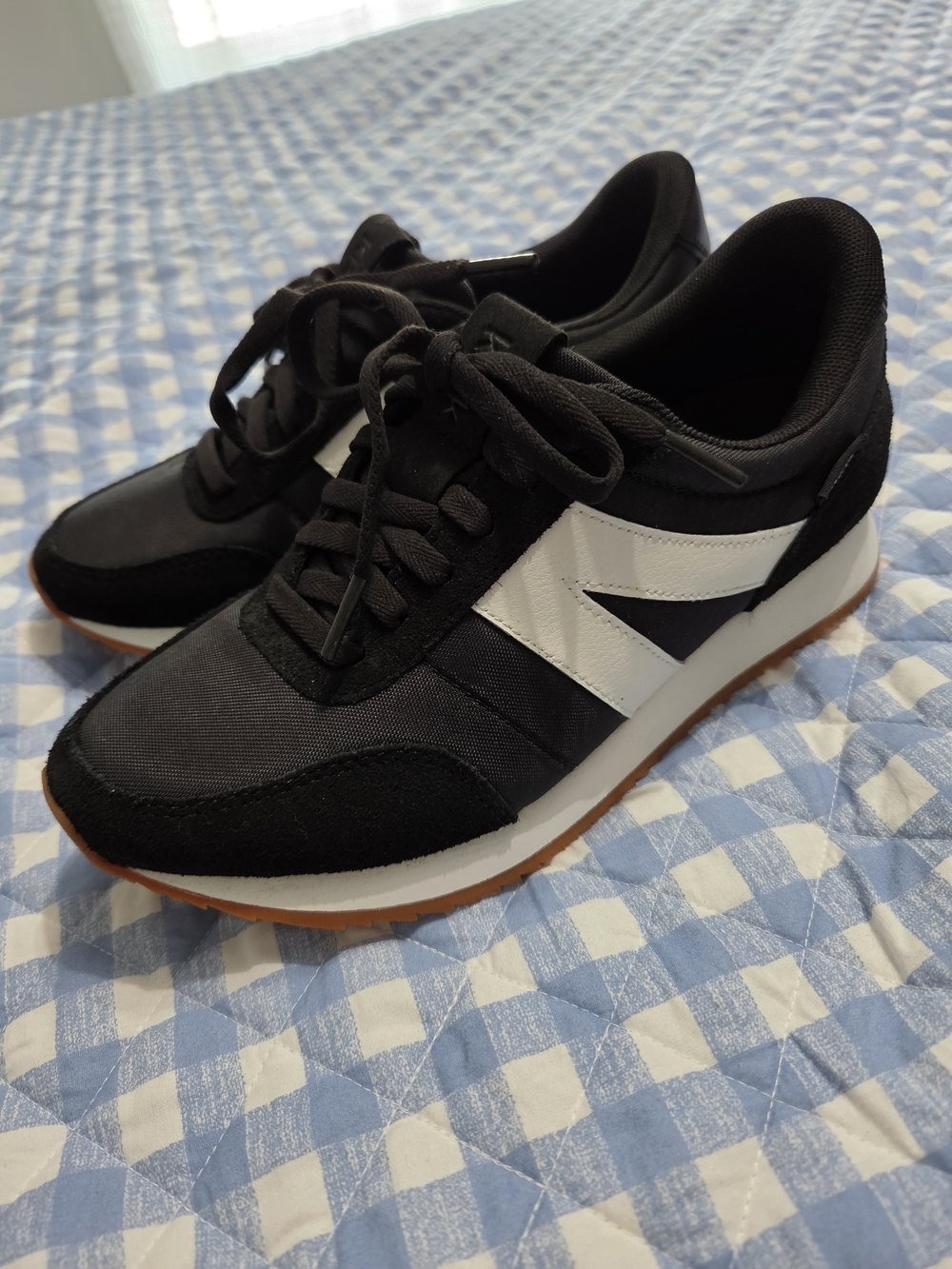 Women's Black and White Retro Trainer Sneakers